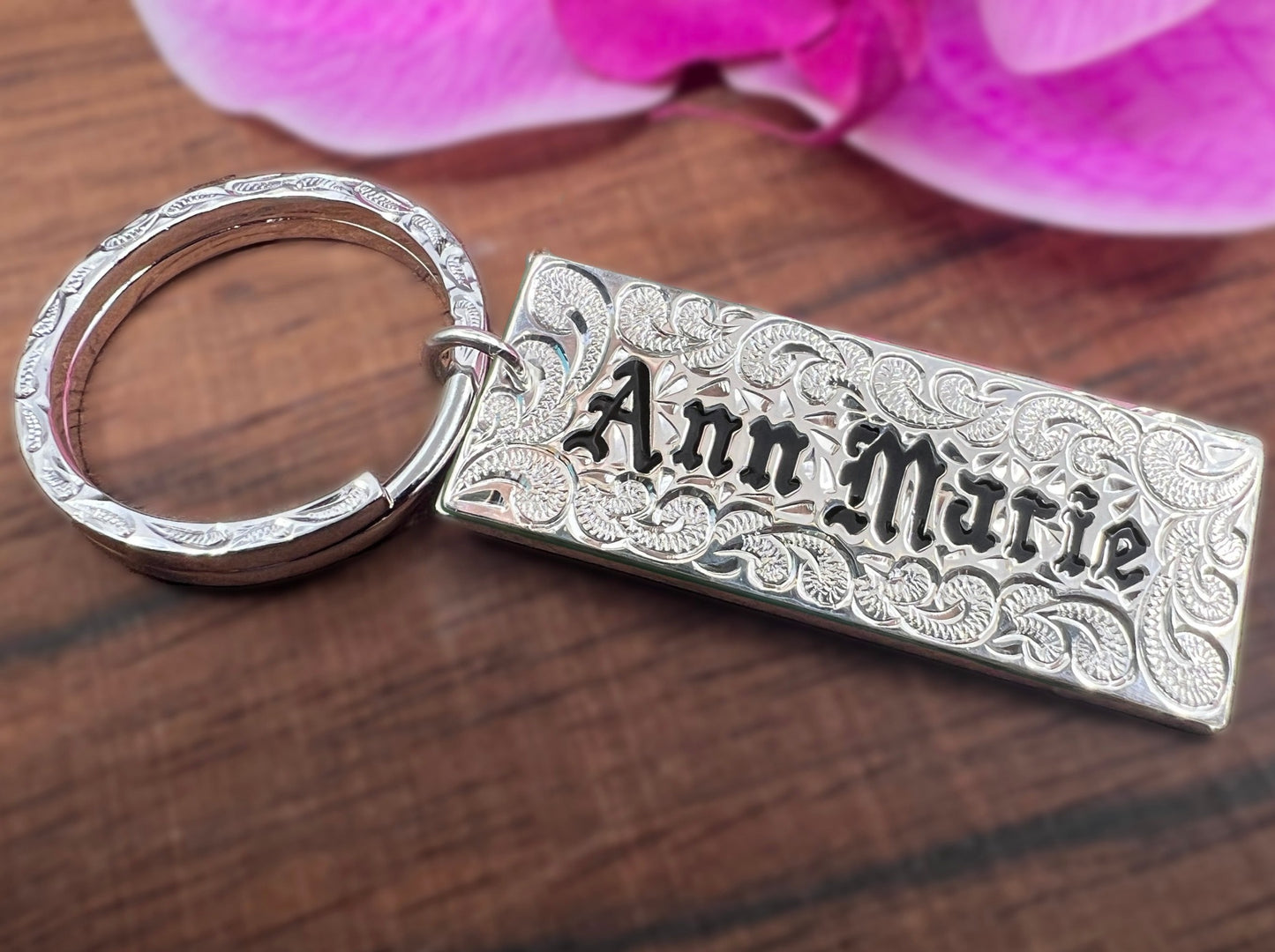 Custom Hawaiian Scroll Keychain