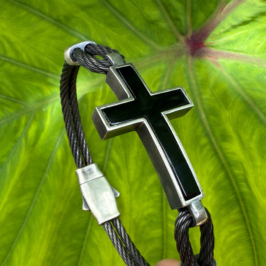 Black Onyx Mana Cross Bracelet