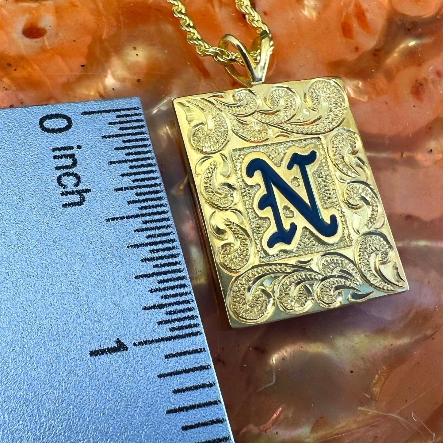 Custom Hawaiian Scroll Heirloom Initial Pendant