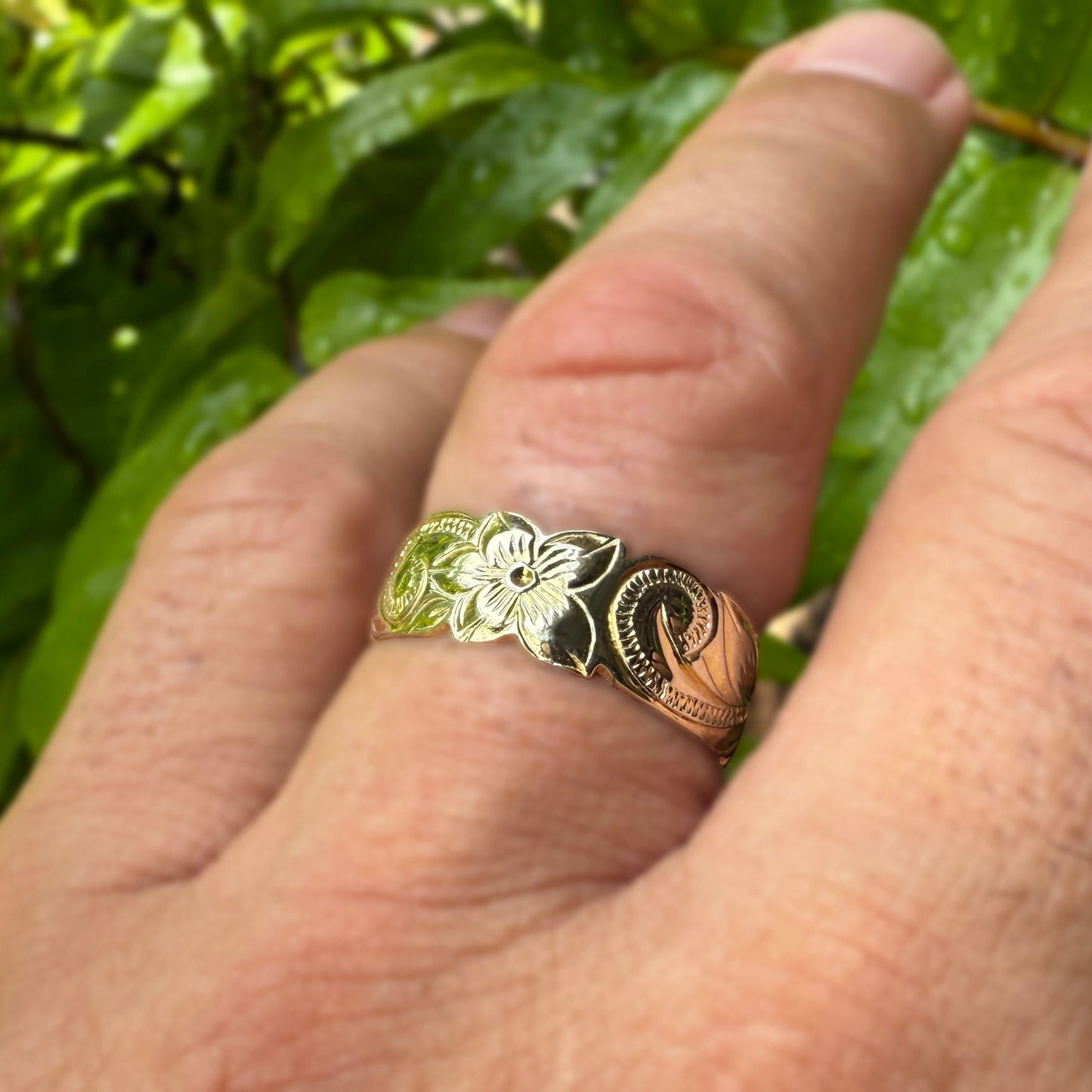 Custom Hawaiian Scroll Eternity Ring