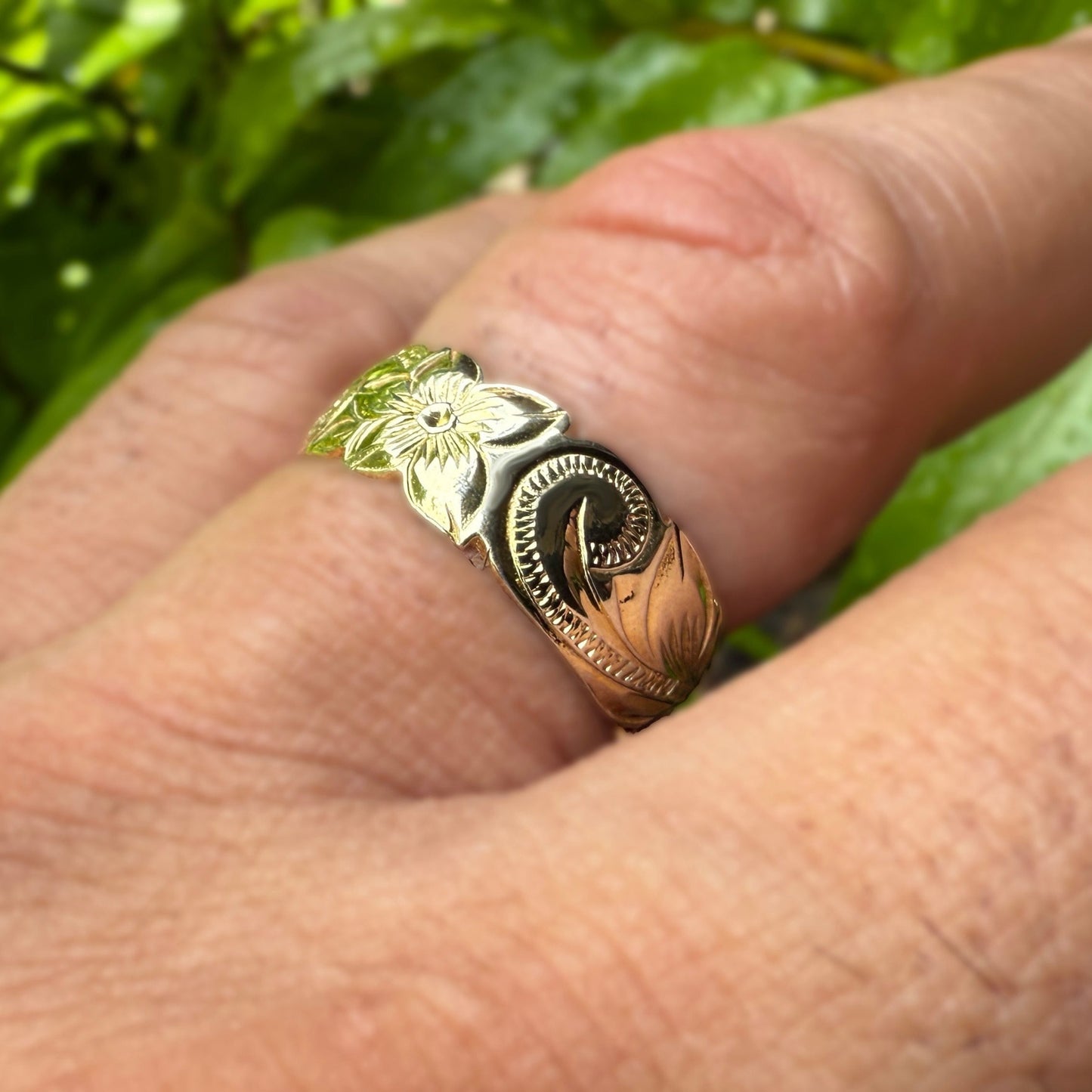 Custom Hawaiian Scroll Eternity Ring