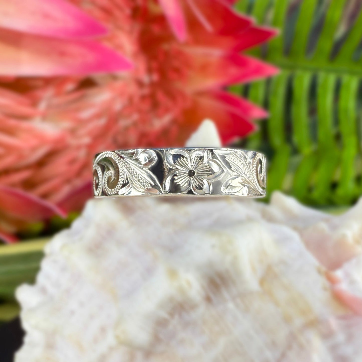 Custom Hawaiian Scroll Eternity Ring