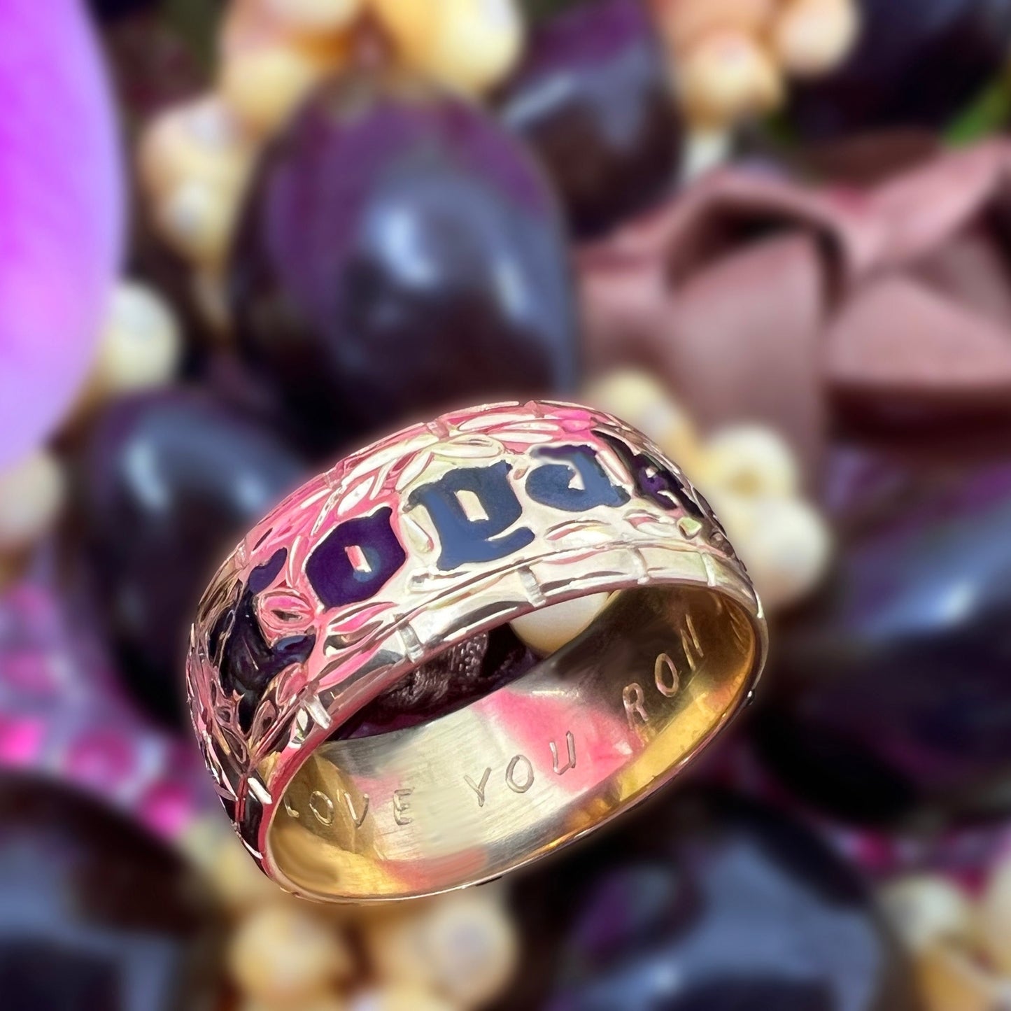 Custom Hawaiian Scroll Eternity Ring