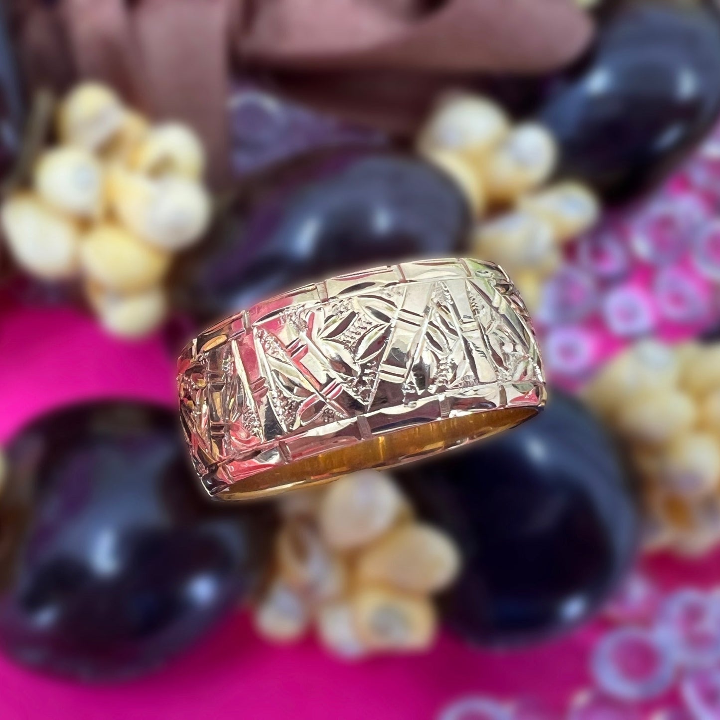 Custom Hawaiian Scroll Eternity Ring