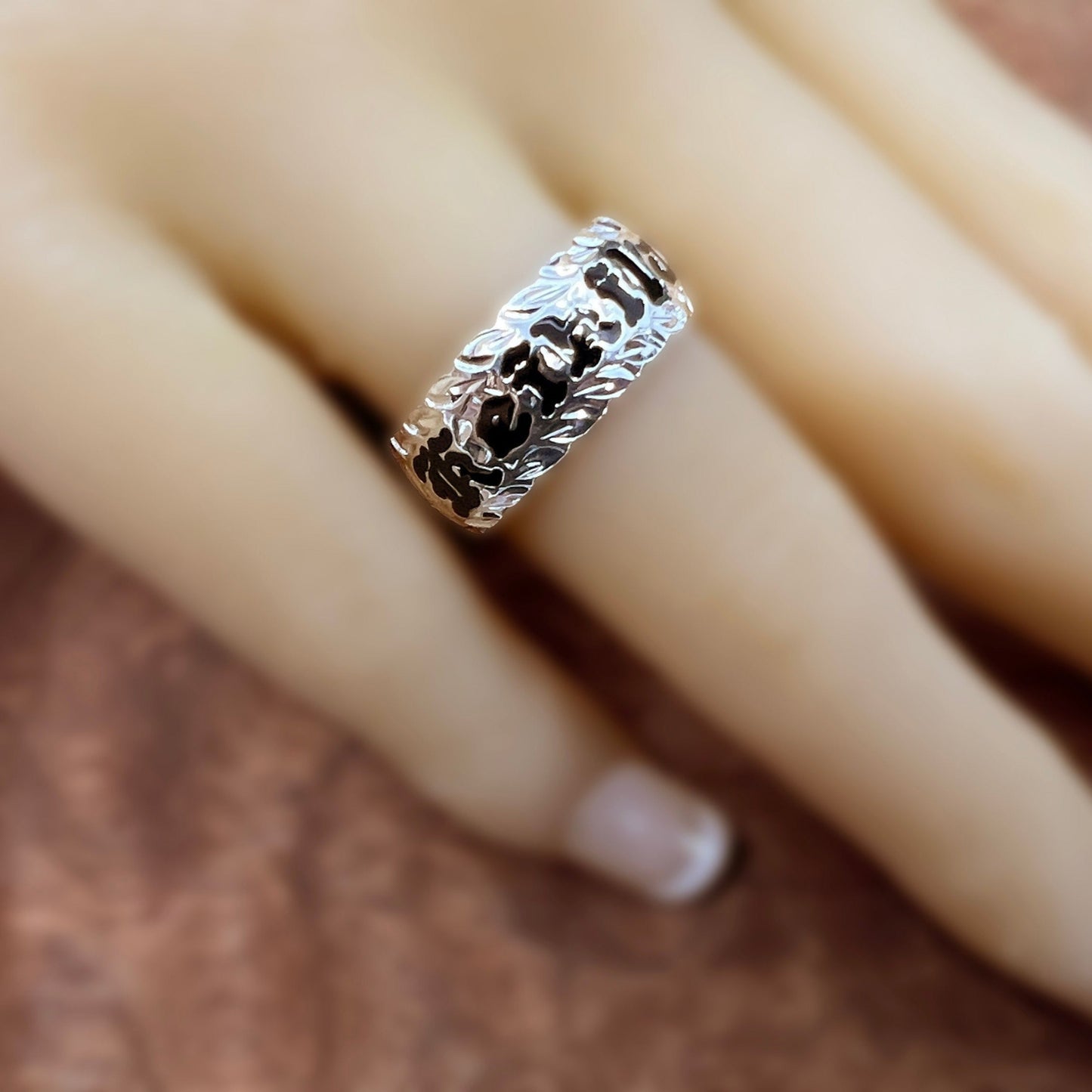 Custom Hawaiian Scroll Eternity Ring