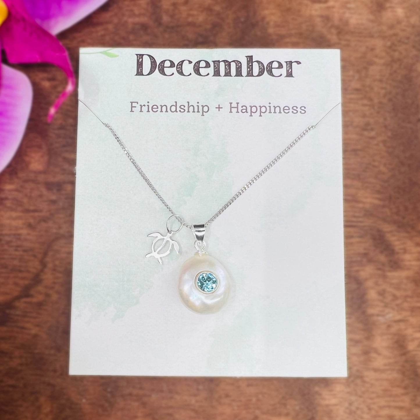 Freshwater Pearl Birthstone Pendant w/Honu