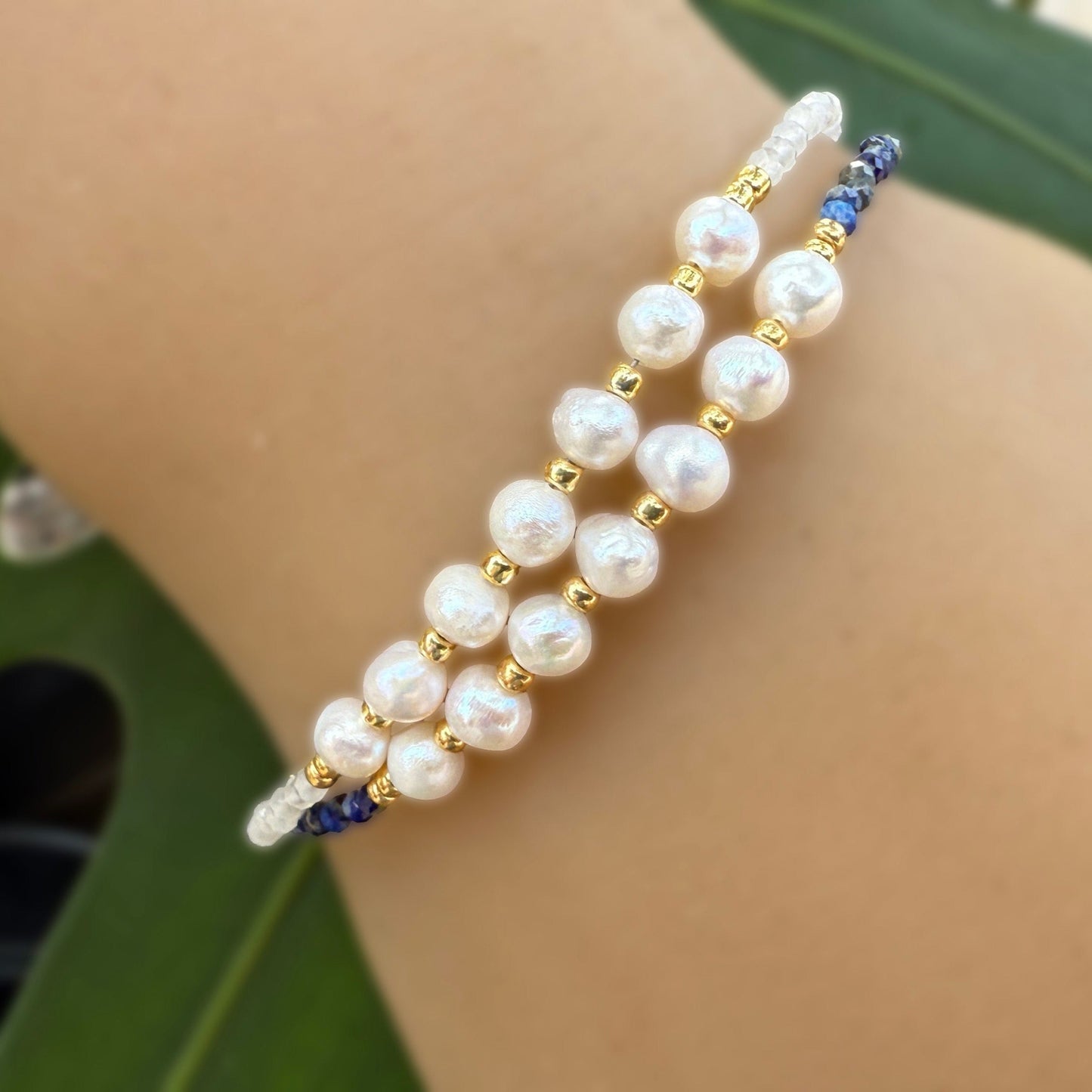 Freshwater Pearl and Gemstone Bracelets Set of 2