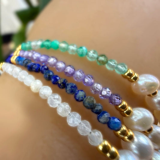 Freshwater Pearl and Gemstone Bracelets Set of 2