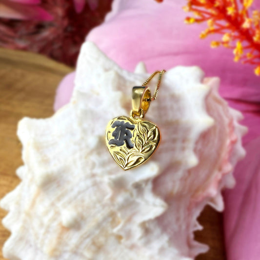 Custom Hawaiian Scroll Heart Initial