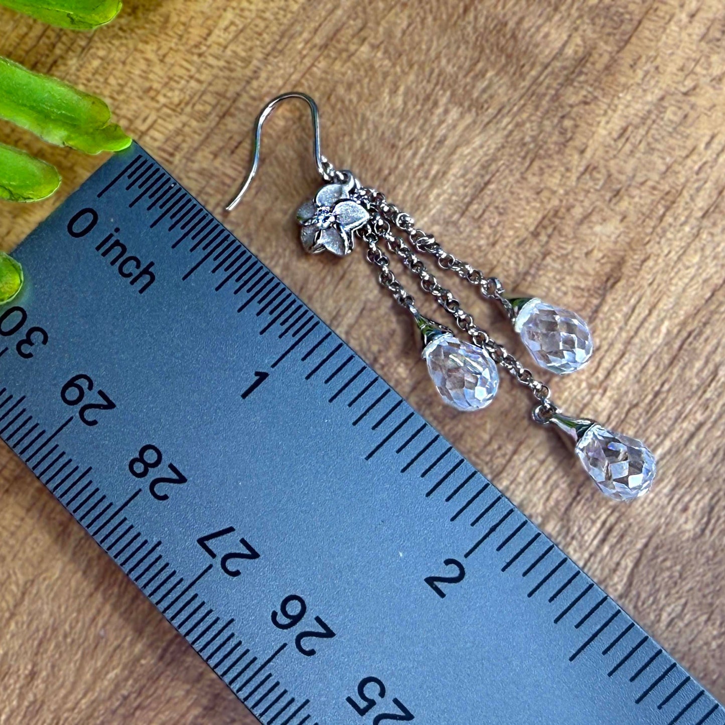 Hawaiian Scroll Plumeria CZ Ekolu Dangle Earrings