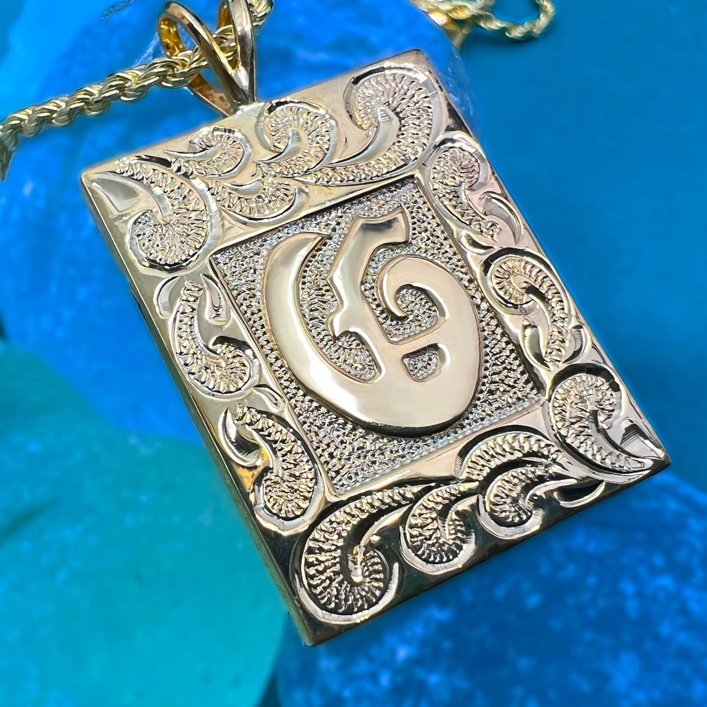 Hawaiian Scroll Heirloom Initial Pendant