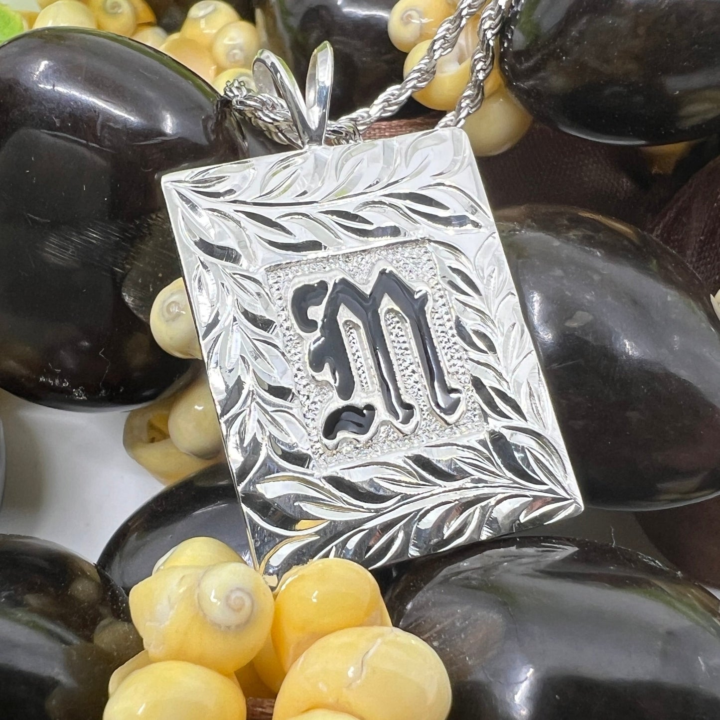 Hawaiian Scroll Heirloom Initial Pendant