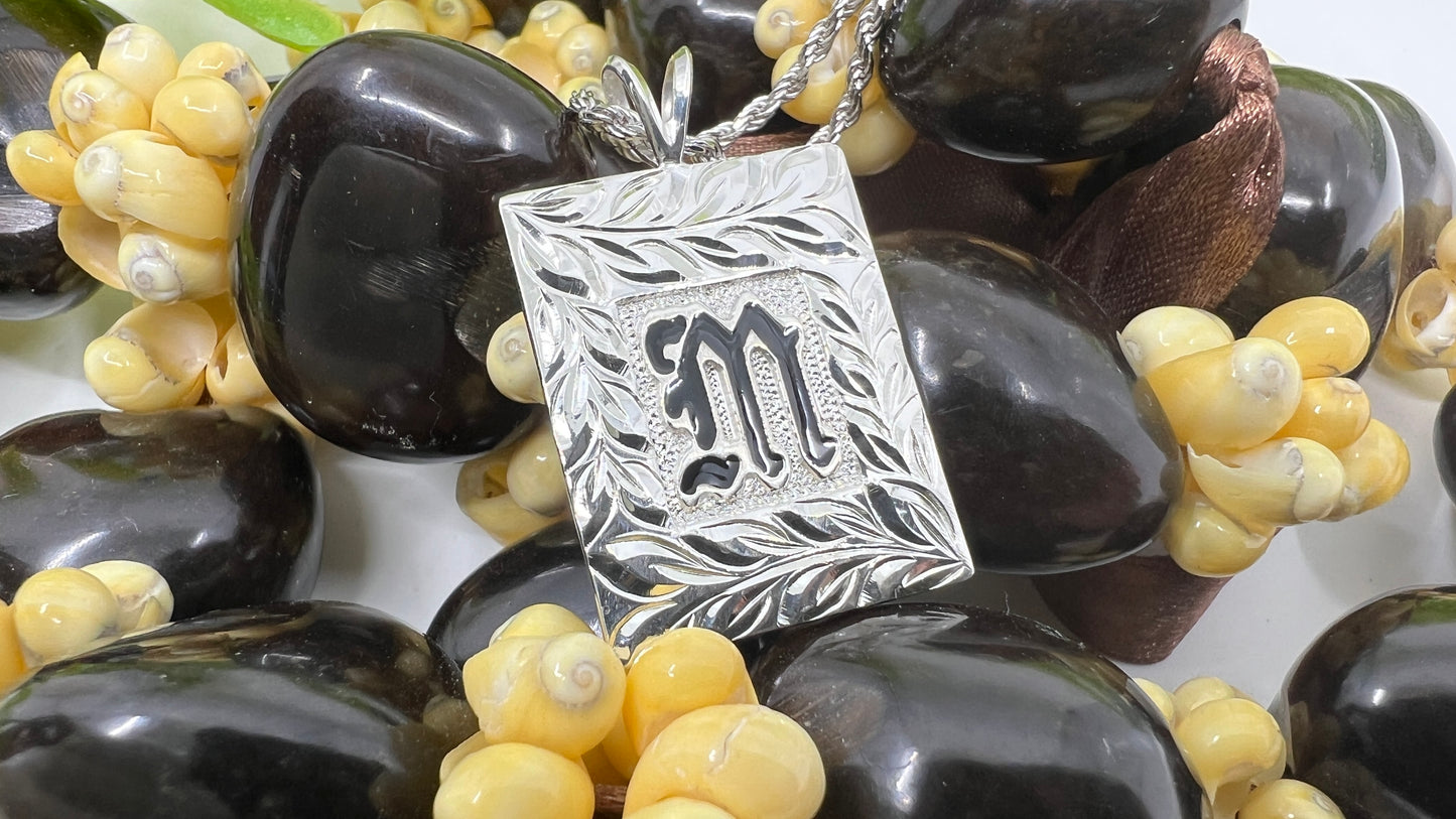 Custom Hawaiian Scroll Heirloom Initial Pendant