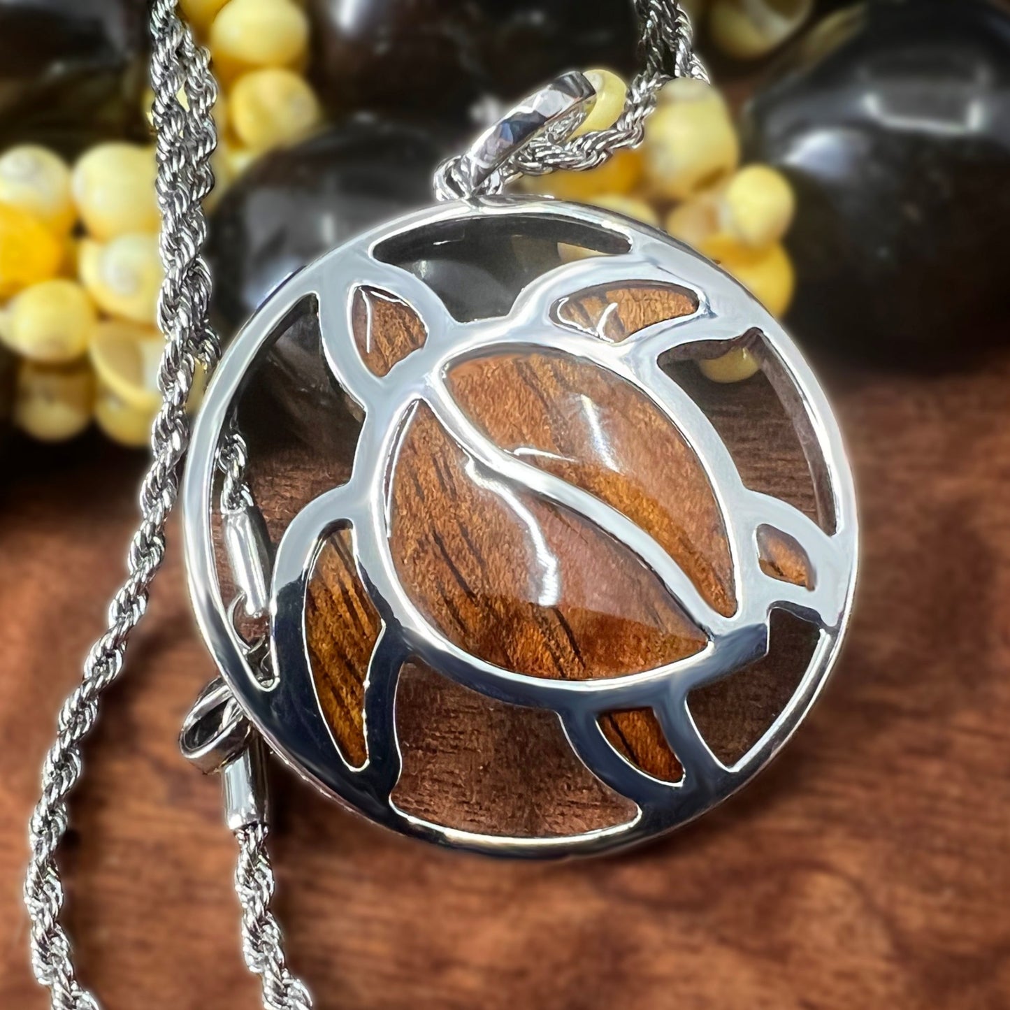Koa Amakua Honu Pendant