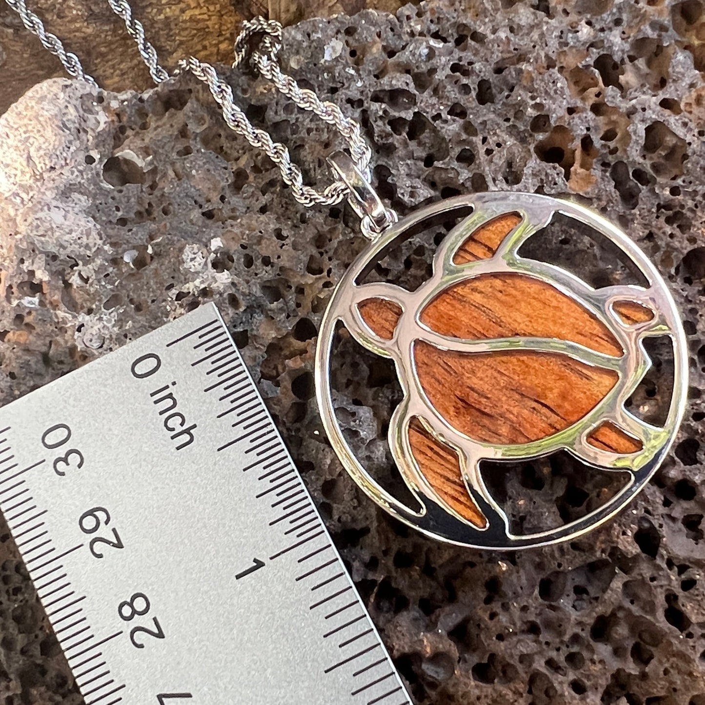 Koa Amakua Honu Pendant
