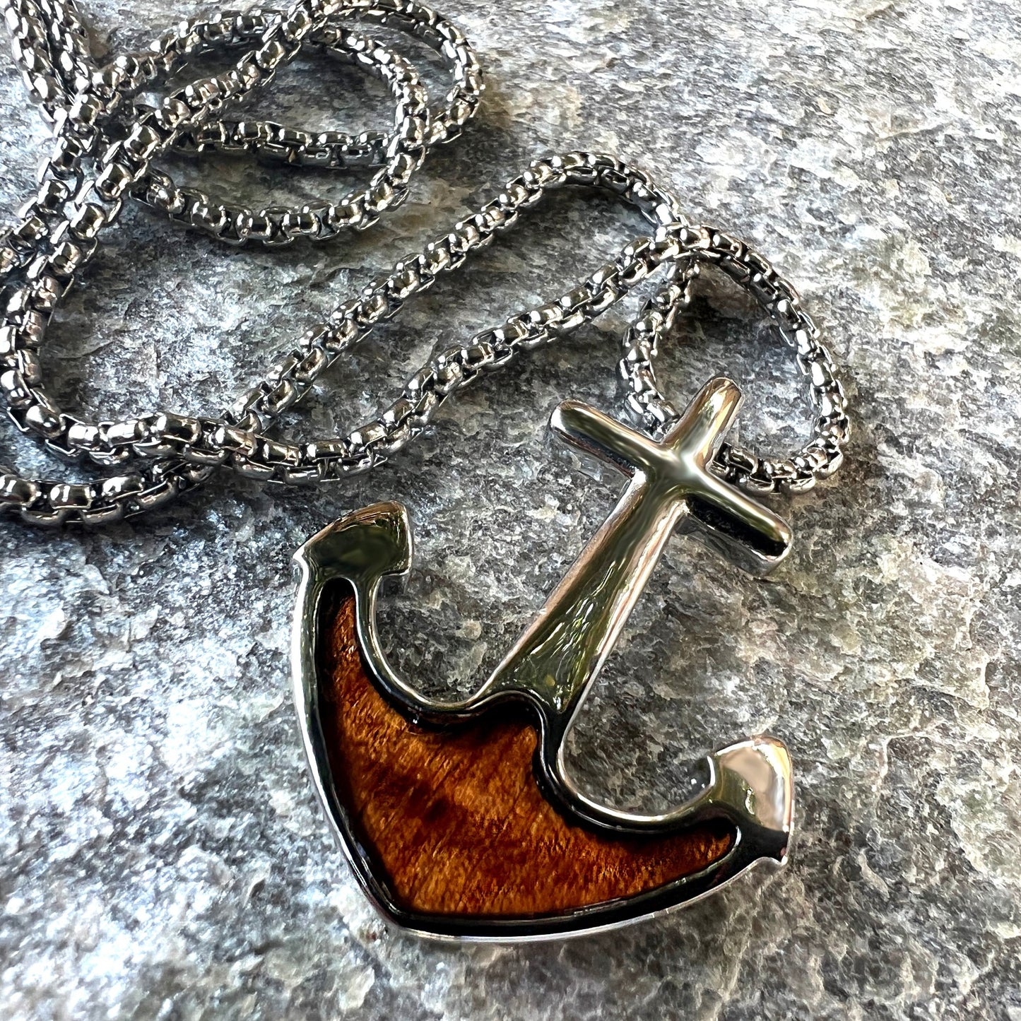 Koa Wood Anchor w/ 22” Rolo Chain