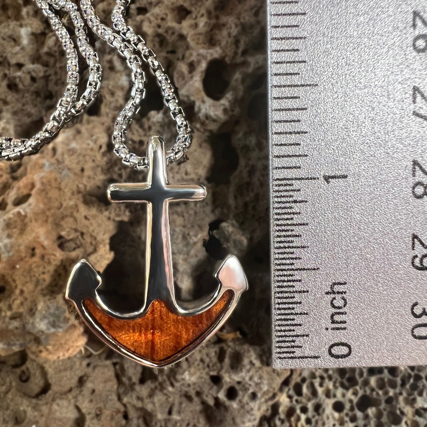 Koa Wood Anchor w/ 22” Rolo Chain