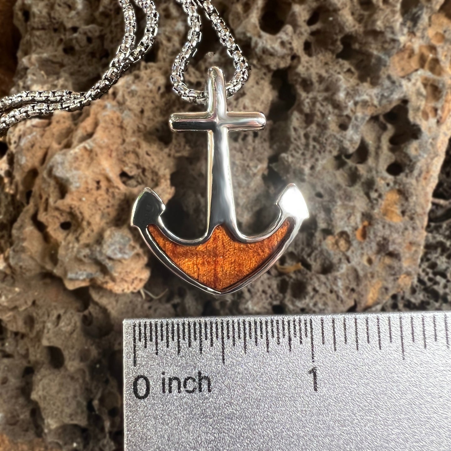 Koa Wood Anchor w/ 22” Rolo Chain