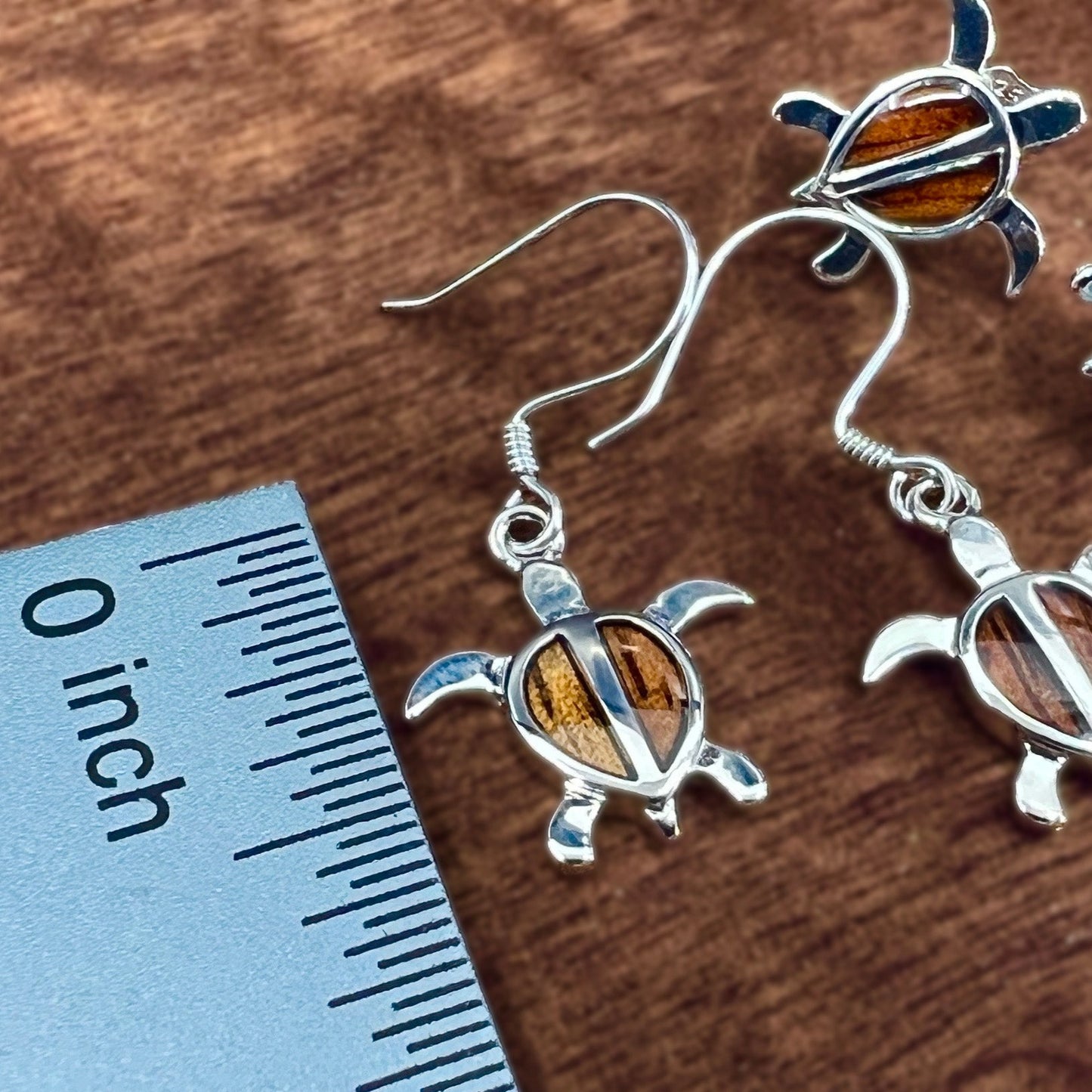 Koa Petroglyph Honu Earrings