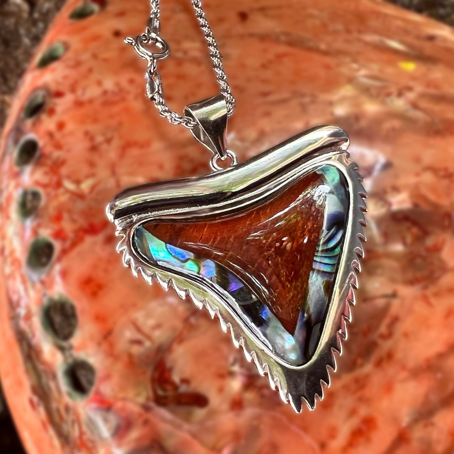Mano Koa Mother-of-Pearl Shark Tooth Pendant