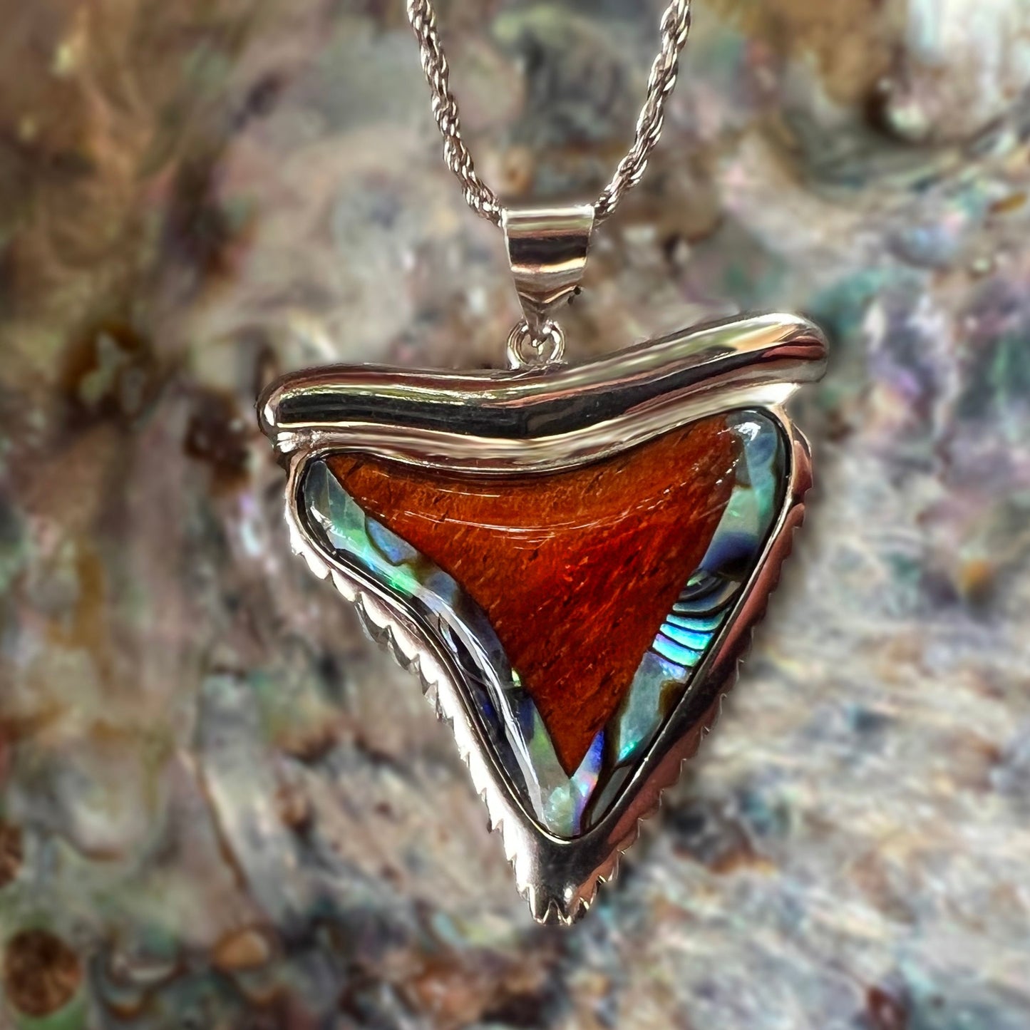 Mano Koa Mother-of-Pearl Shark Tooth Pendant
