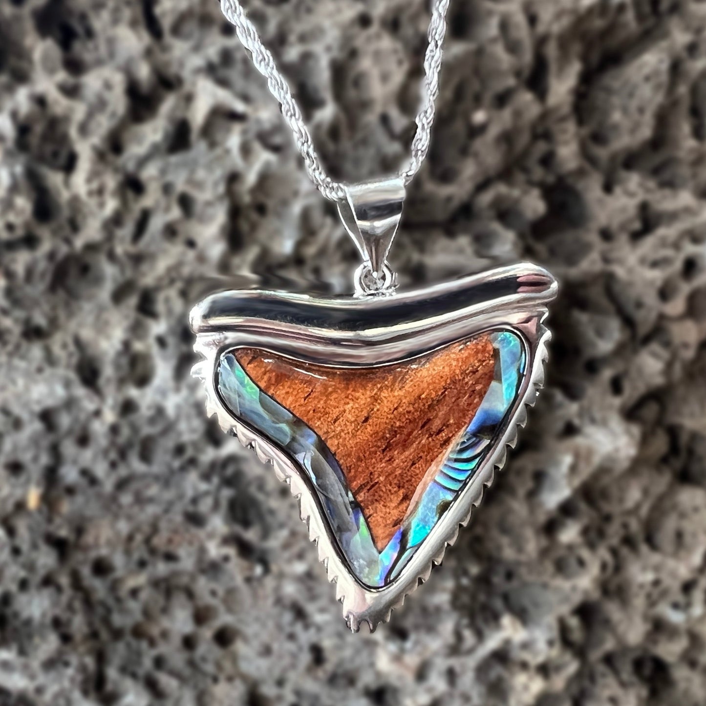 Mano Koa Mother-of-Pearl Shark Tooth Pendant