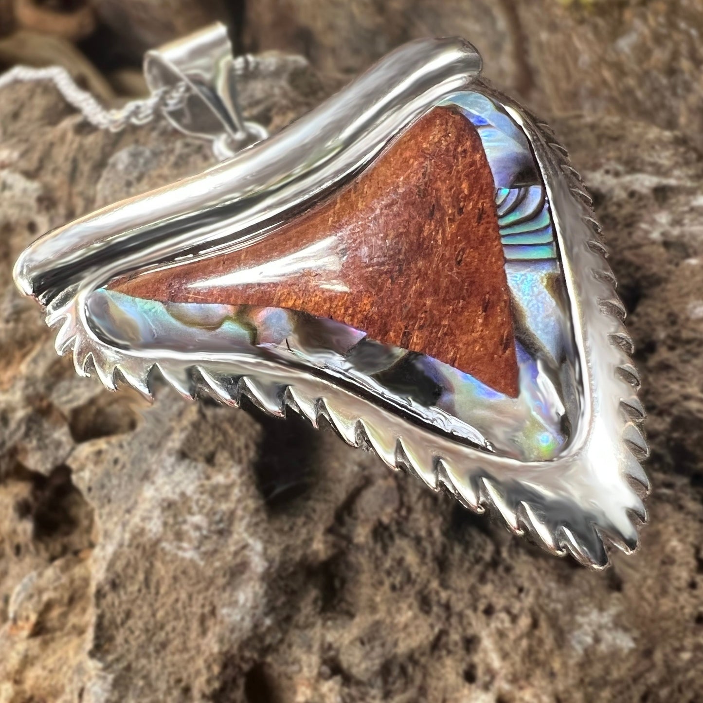 Mano Koa Mother-of-Pearl Shark Tooth Pendant