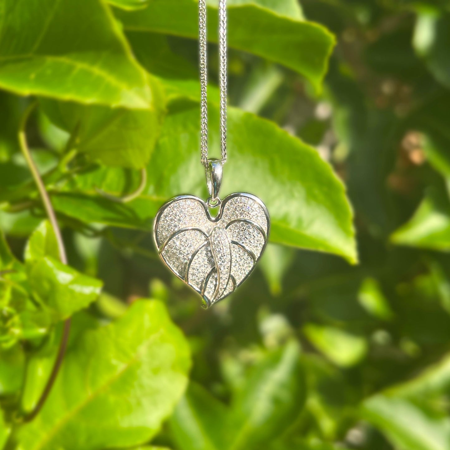 Anthurium Pave Heart Pendant
