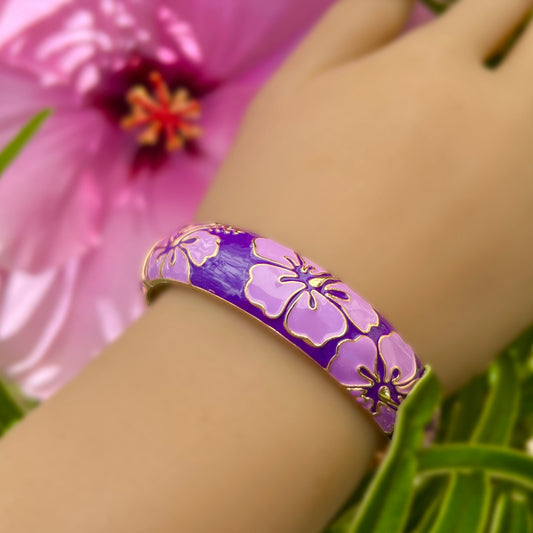 Tropical Colors Puanani Hibiscus Flower Bangle Set of 2