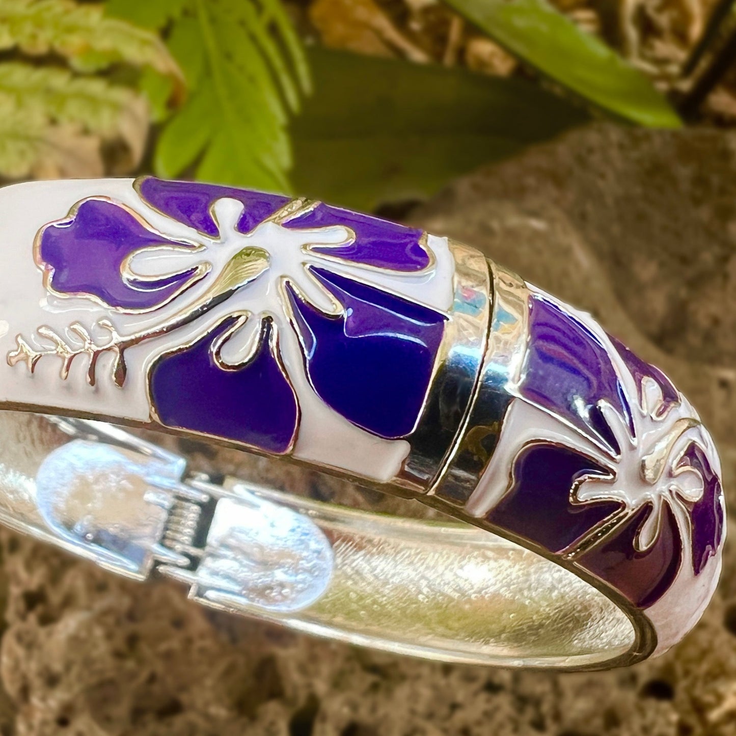 Tropical Colors Puanani Hibiscus Flower Bangle Set of 2