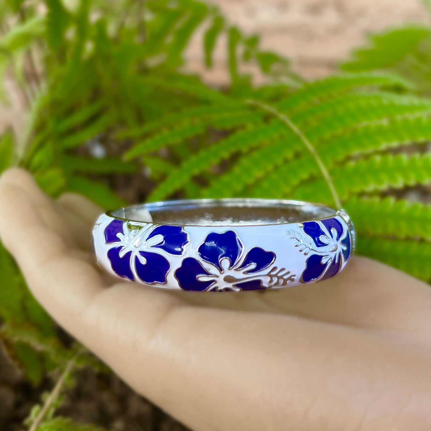 Tropical Colors Puanani Hibiscus Flower Bangle Set of 2