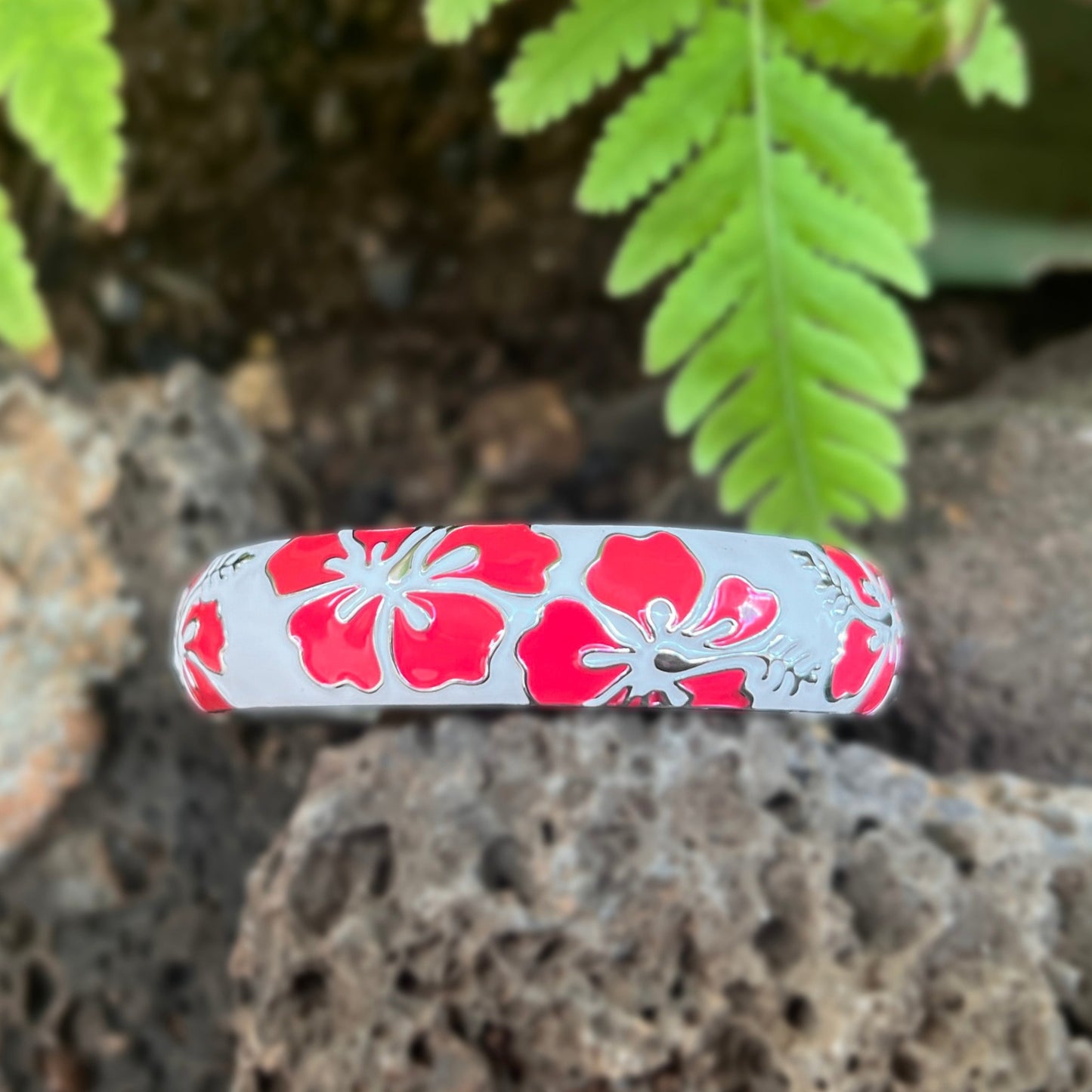 Tropical Colors Puanani Hibiscus Flower Bangle Set of 2