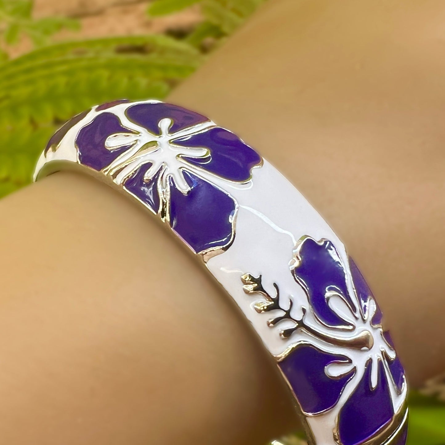 Tropical Colors Puanani Hibiscus Flower Bangle Set of 2
