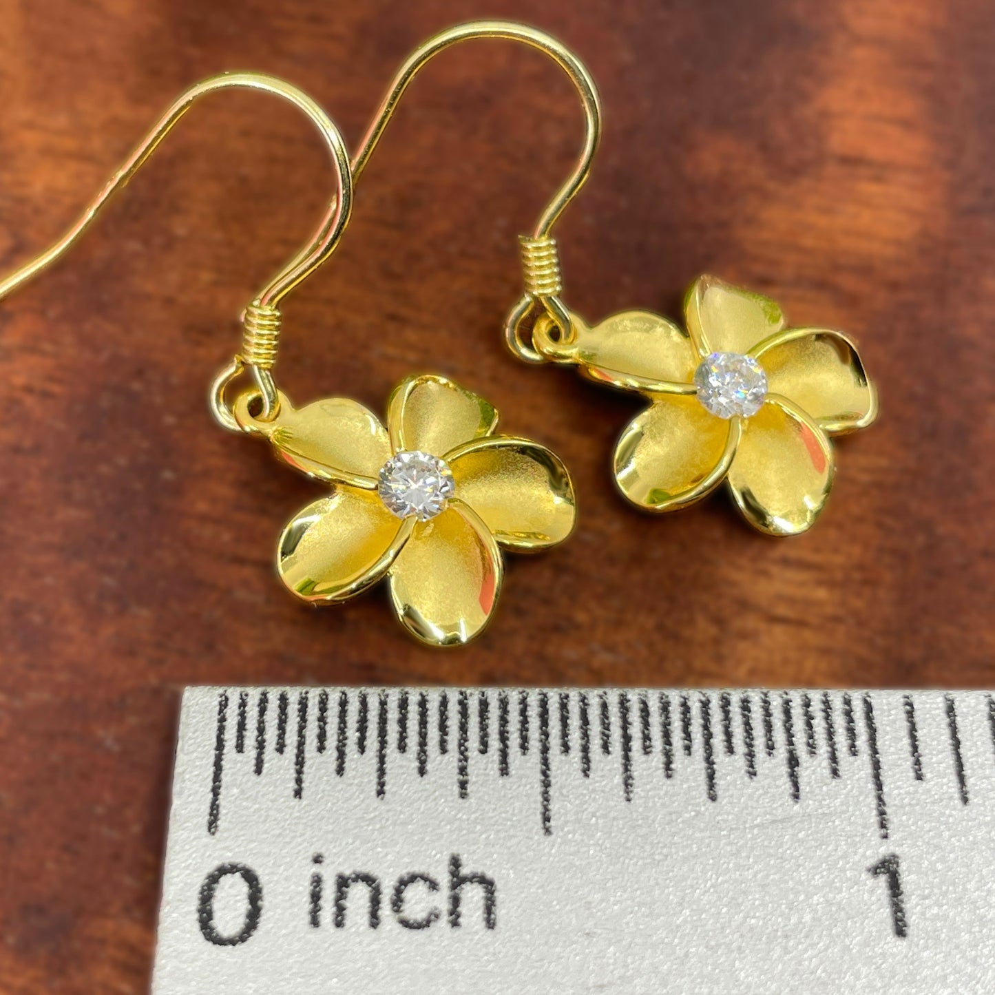 12mm Plumeria CZ Dangle Earrings