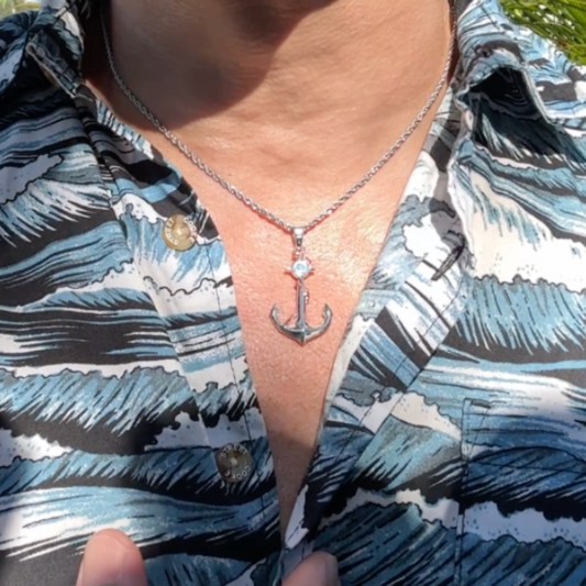 Kaimana Hawaiian Scroll Anchor Pendant