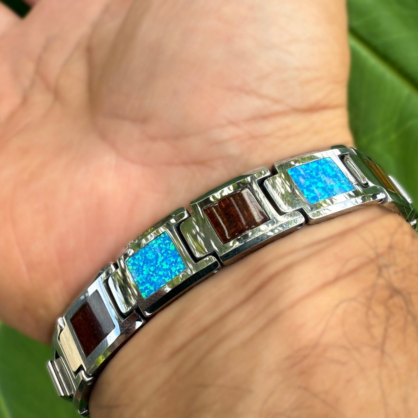 Nui Koa Opalite Tungsten Bracelet