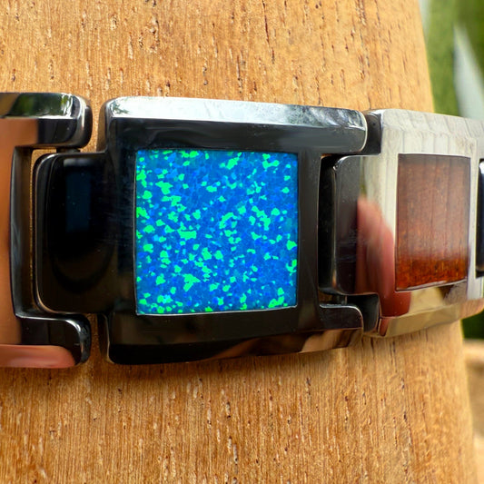 Nui Koa Opalite Tungsten Bracelet