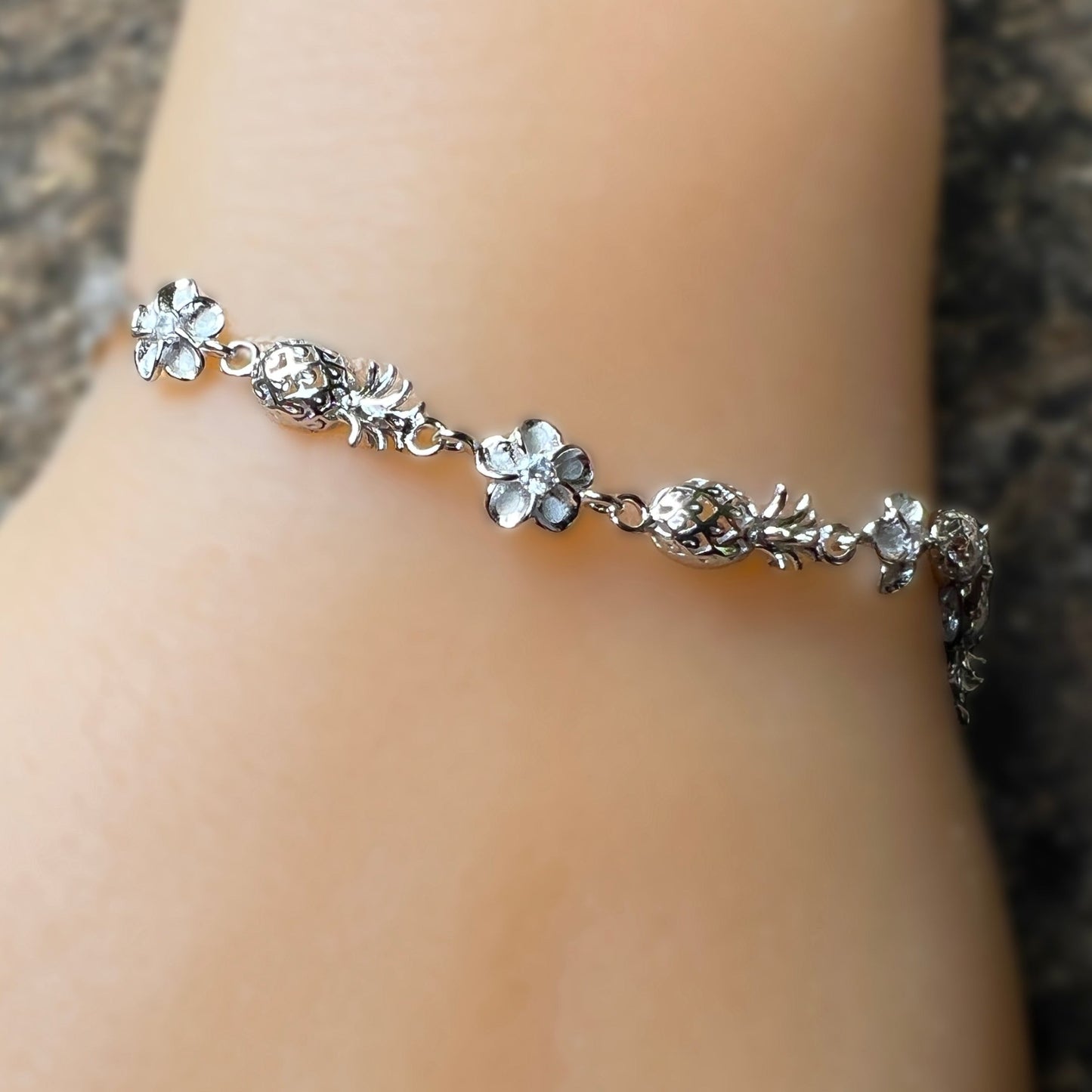 Petite Pineapple and Plumeria Bracelet