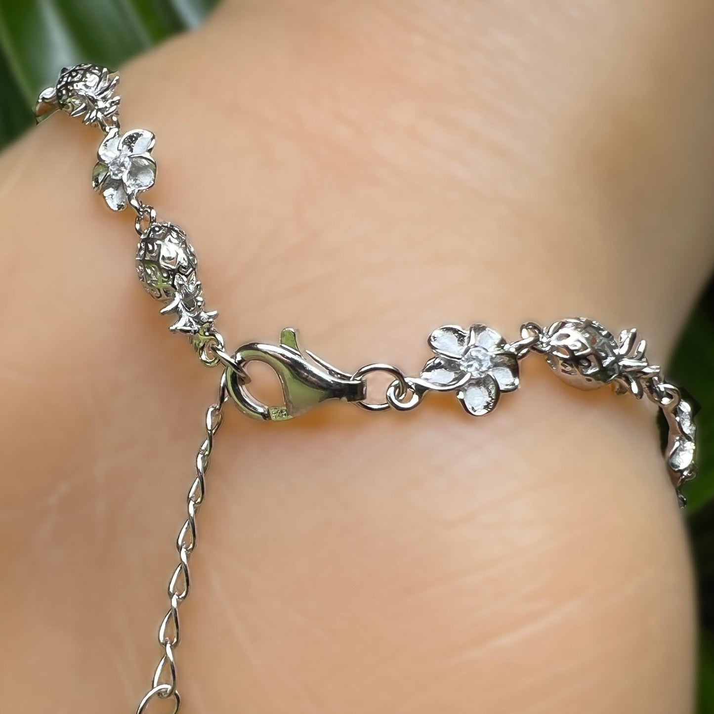 Petite Pineapple and Plumeria Bracelet