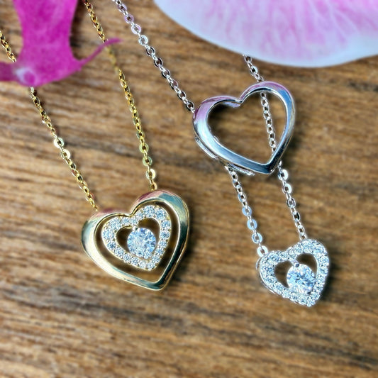 Pili 2 In 1 Double Heart Pendant