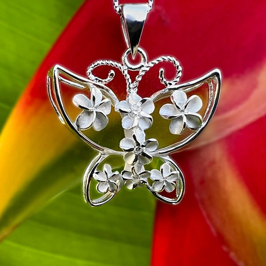 Plumeria Butterfly Pendant