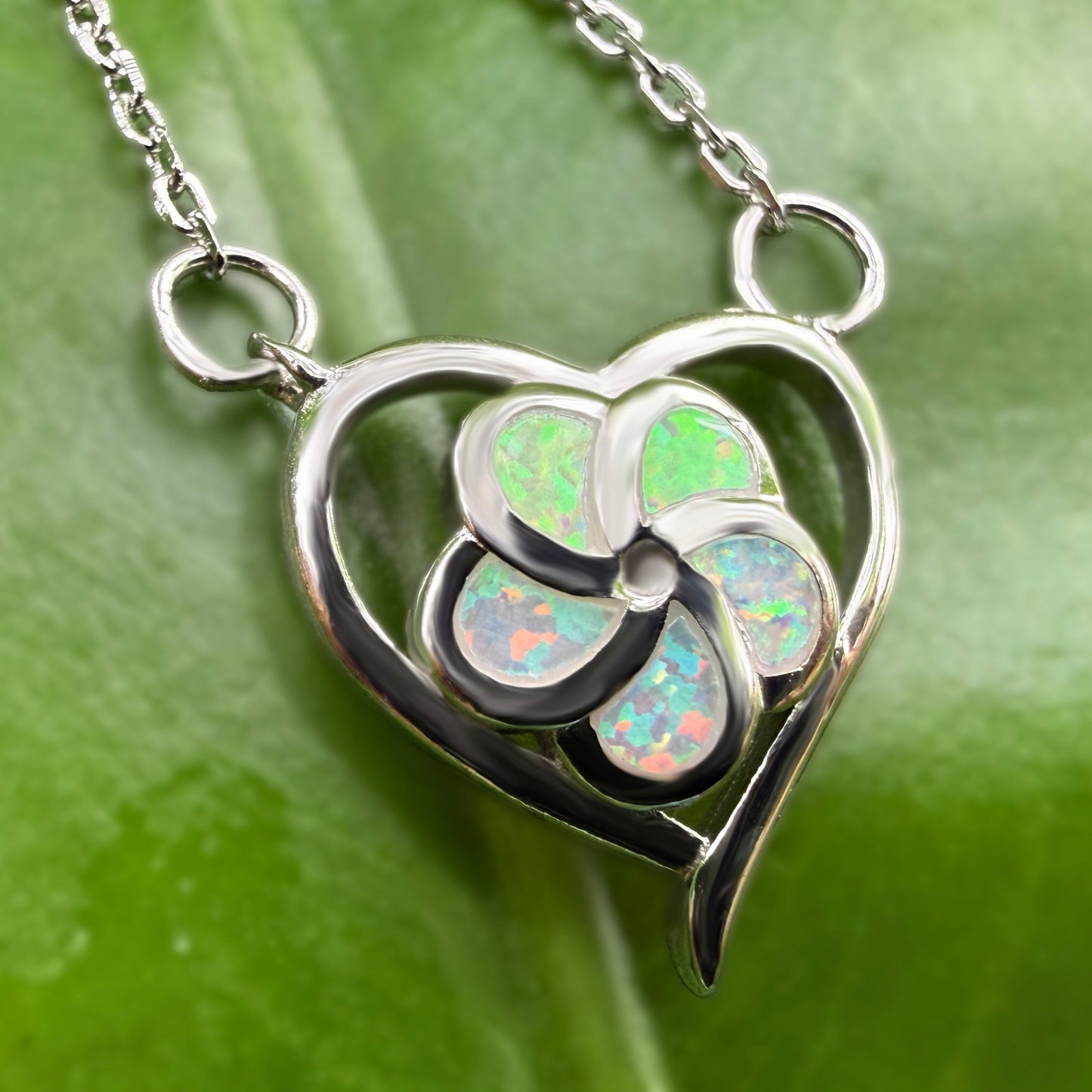 Pua Plumeria Heart Opalite Jewelry