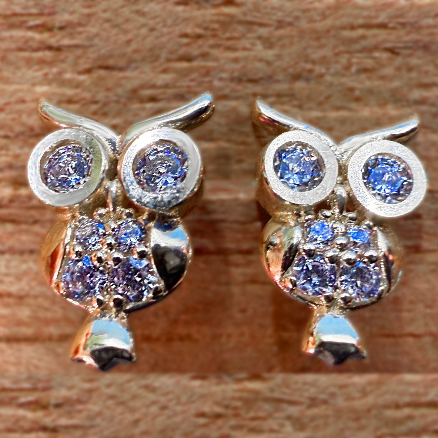 14K Gold Pueo Owl CZ Earrings w/Keepsake