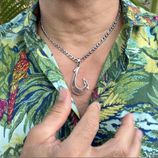 Koa Wood Hawaiian Scroll Reversible Fish Hook