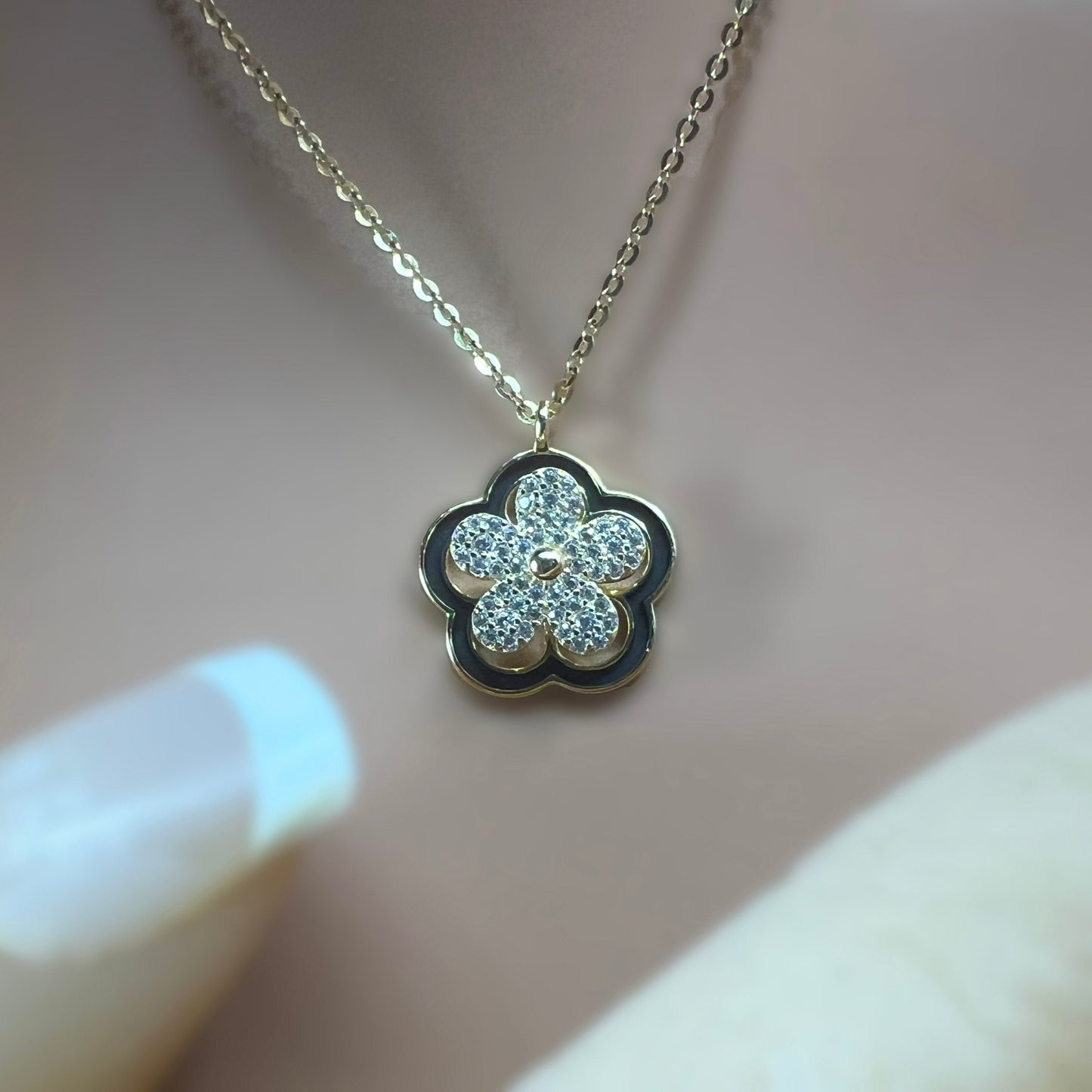 Spinner CZ Plumeria Flower Pendant