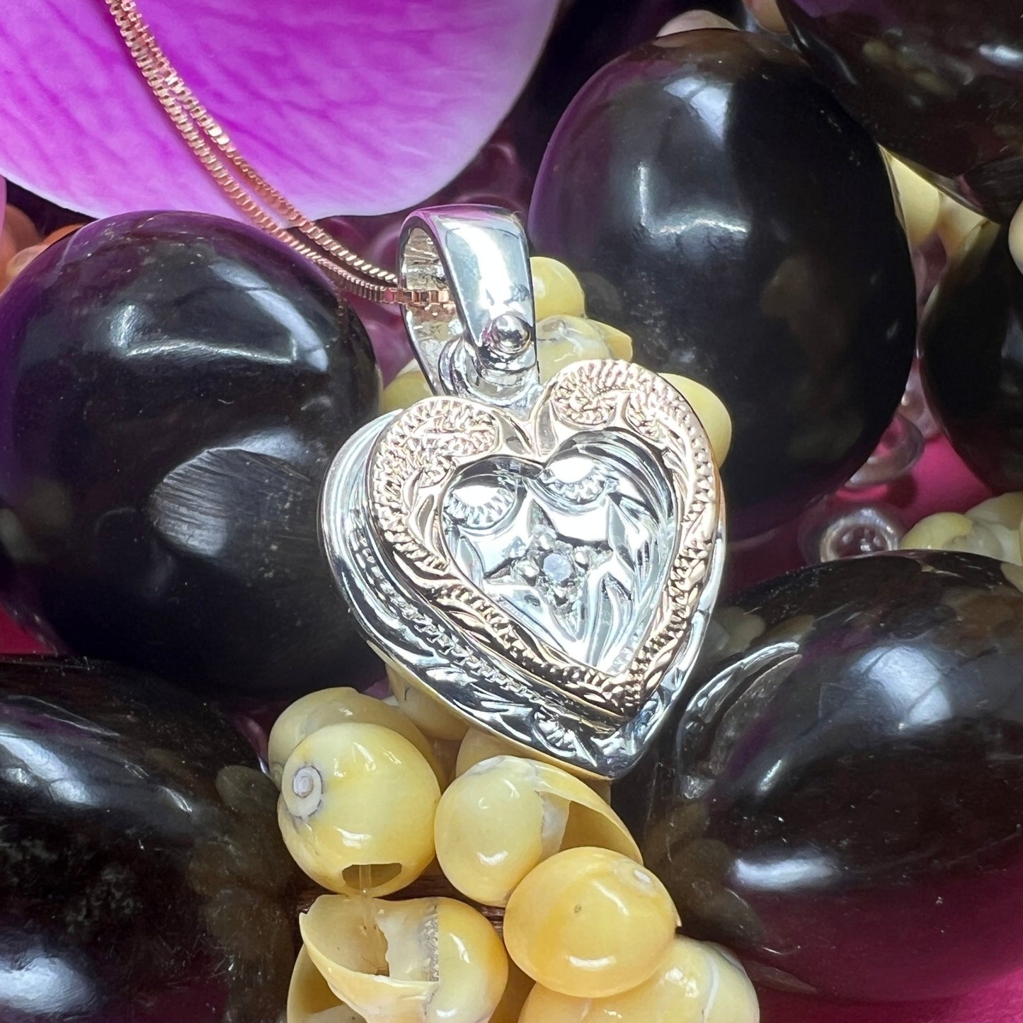 Double Heart Scroll Pendant
