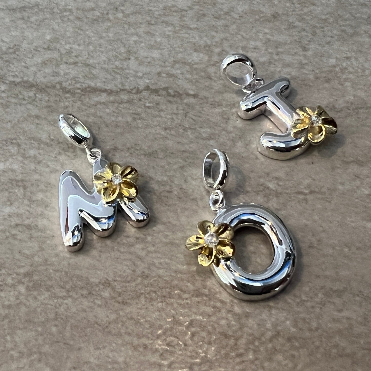 Initial plumeria charms