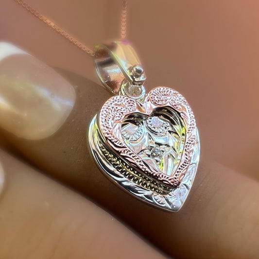 Double Heart Scroll Pendant