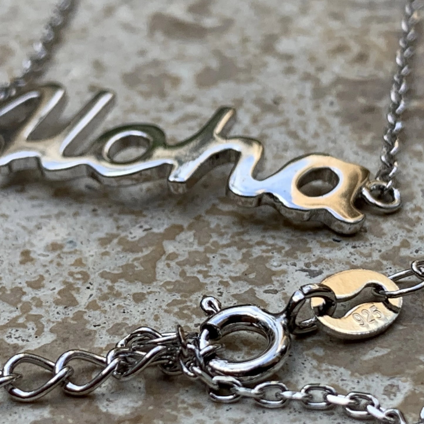 Aloha Sterling Silver Pendant Flat with Chain