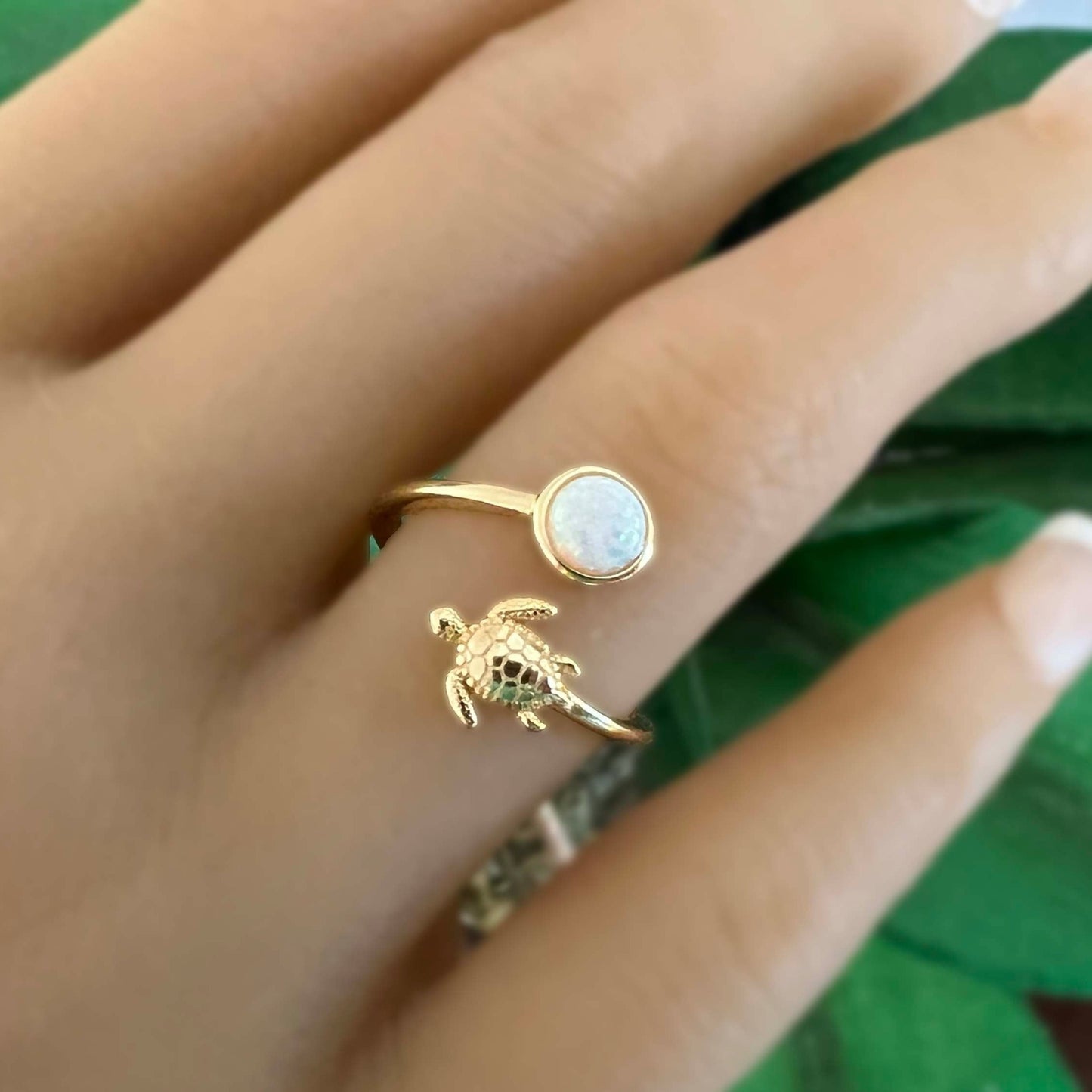 Opalite Mahina Honu Adjustable Rings